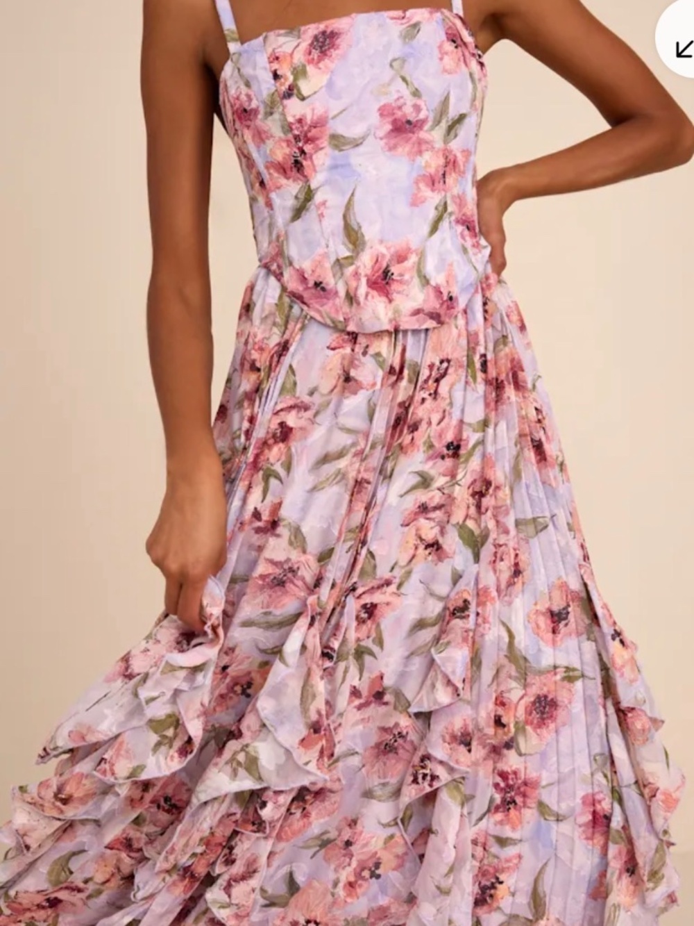 Lulus Hensley Lavender Multi Floral Bustier Maxi Dress Purple - Size XL - Picture 2 of 5